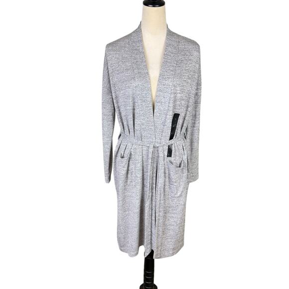 Banana Republic NEW Heather Gray Knit Luxespun Tie Waist Duster Cardigan Sweater - Picture 4 of 14